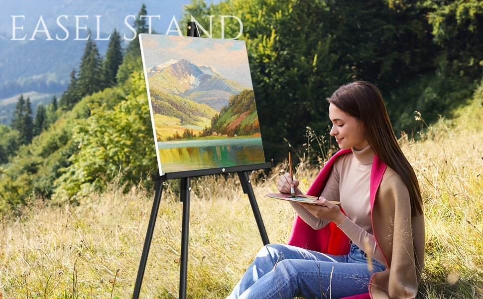 Wooden Tripod Floor Easel with Adjustable Height up to 63 Inches, Folding Artist and Poster Display Stand in Single or Two-Pack Options for Painting and Wedding Signs