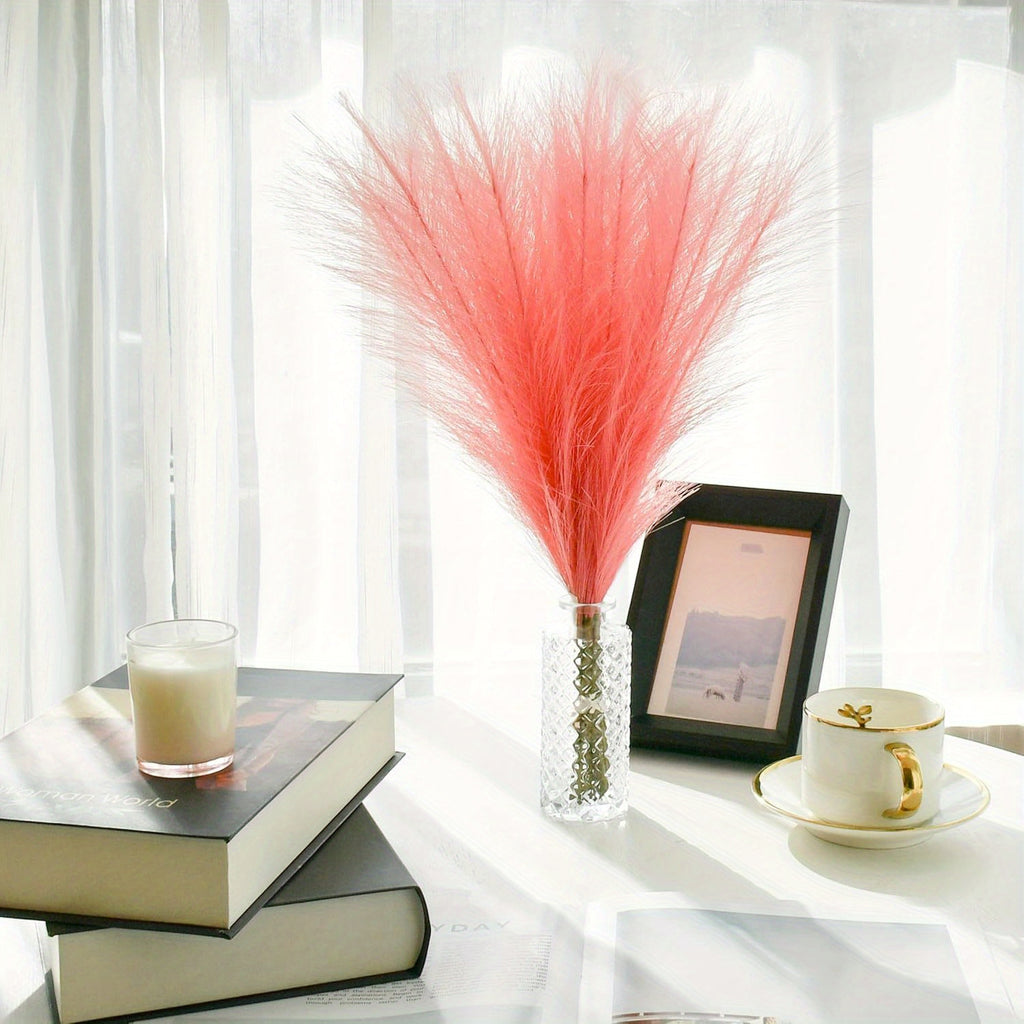 Artificial Pampas Grass for Boho Home Decor, Listed 10-Piece Bouquet for Living Room, Dining Table, Bedroom and Wedding Arrangements, Vase Not Included
