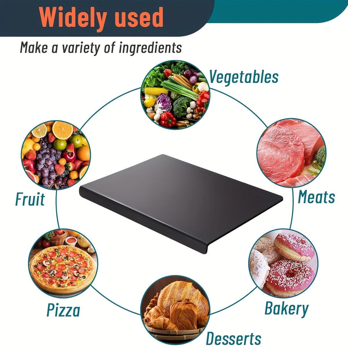 Black Cutting Board with Counter Lip, PET Kitchen Prep Board with Listed 2cm Edge and Four Non-Slip Pads for Countertop Slicing and Everyday Food Preparation
