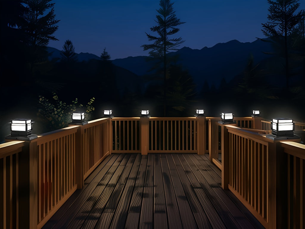 Solar Post Cap Lights 6 Pack for Fence and Deck Posts, Outdoor LED Accent Lighting for Decorative Garden, Porch, Patio and Stair-Area Settings
