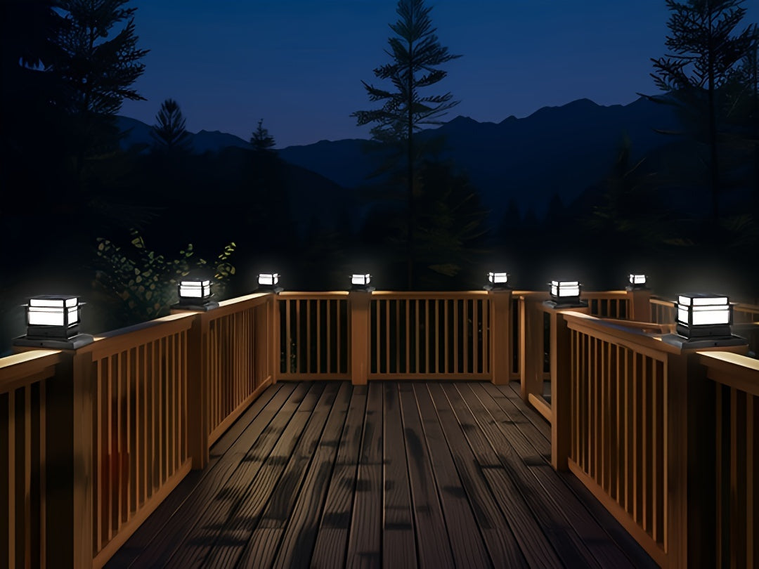 Solar Post Cap Lights 6 Pack for Fence and Deck Posts, Outdoor LED Accent Lighting for Decorative Garden, Porch, Patio and Stair-Area Settings