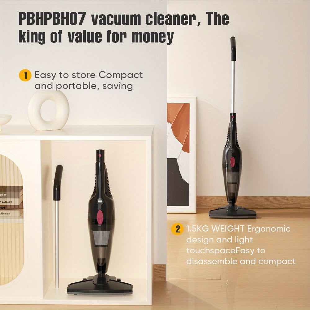 PBHPBH LF-07 Wired Stick Vacuum Cleaner, Can Be Switched to A Handheld Vacuum for Portable Cleaning, 600W Lightweight, 40.58oz Dust Cup, 20Kpa Strong Suction, Suitable for Carpets, Tiles, And Hard Floors, Very Suitable for Cleaning Pet Hair