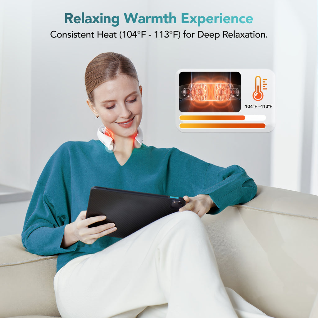 Heated Cordless Neck Massager SKG K5-3 Pro in White, Portable Personal Massage Device with Listed Vibration for Home, Office and Travel Relaxation Routines