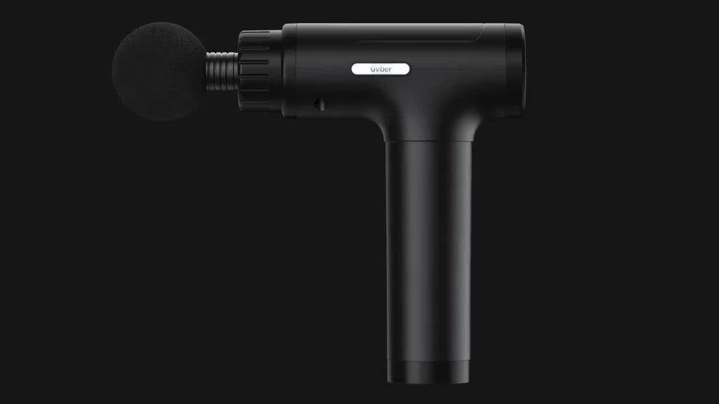 Rechargeable Percussion Massage Gun with 6 Massage Heads, LED Speed and Battery Display, Ergonomic Handheld Design and USB Charging Cable for Home and Gym