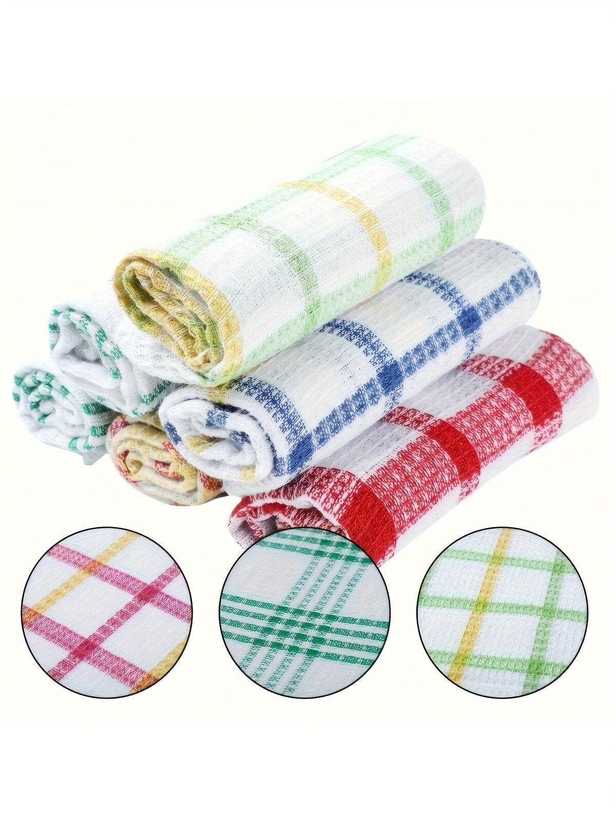 Kitchen Dish Cloths Six-Piece Pack, Soft Absorbent Reusable Dishwashing Towels for Compatible Dishes, Bowls and Countertop Cleanup at Home or While Traveling