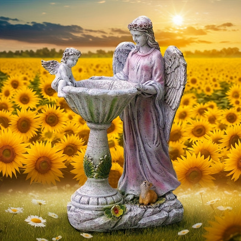 Solar Angel Figurine, Rustic Garden Statue with LED Illumination and Solar Panel for Lawn, Patio and Courtyard Displays or Thoughtful Housewarming Gifts