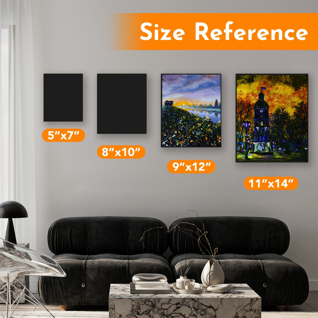 Textured Canvas Set of 14 with Listed 8x10-Inch Size, Black or White Gesso-Primed Art Surfaces for Oil and Acrylic Painting, Studio Projects and Handmade Wall Decor