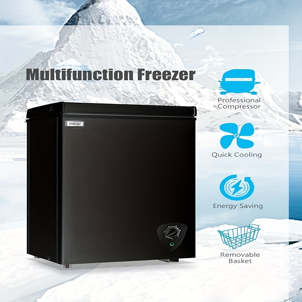 Freestanding Chest Freezer by WANAI in Black, 3.5 or 6.5 Cu Ft Options with Top-Opening Door, Adjustable Thermostat and Removable Basket for Home Kitchen Storage