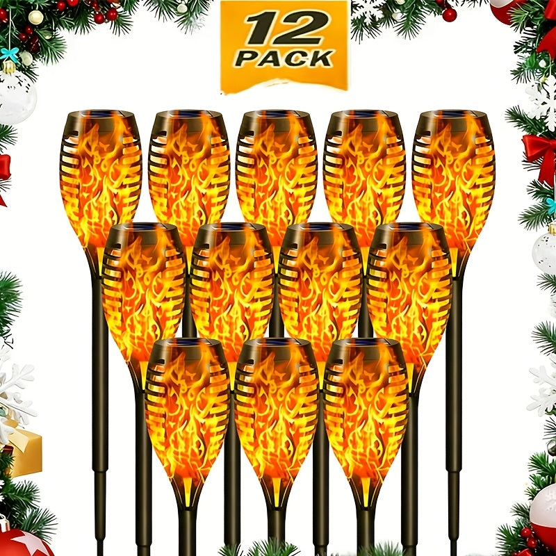 Solar Flickering Flame Lights for Outdoor Garden Decor, Auto On/Off IP55-Rated Landscape Lighting with 10, 12 and 24-Piece Options for Yard Parties