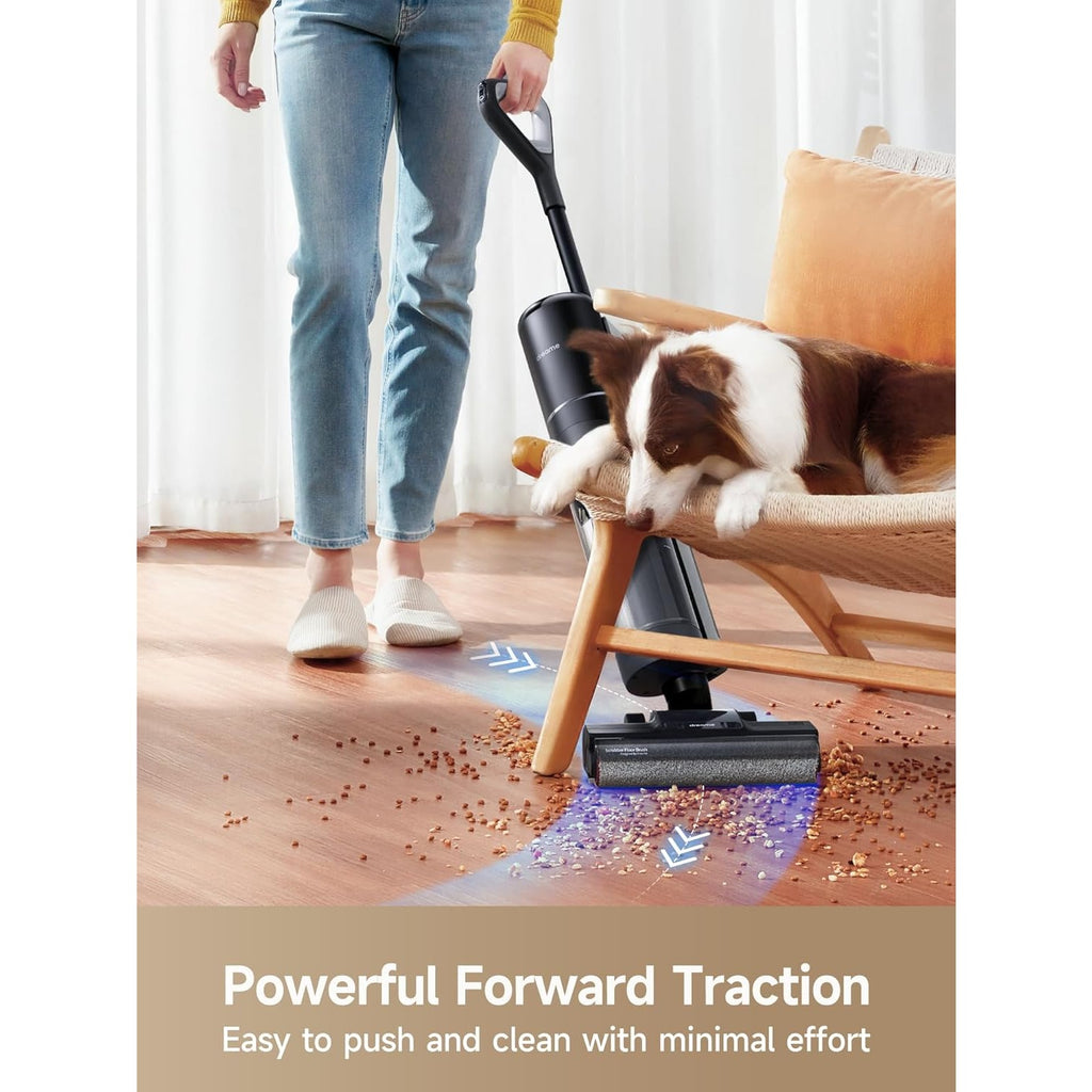 Dreame H12 Pro Wet Dry Vacuum Cleaner, Hard Floor Vacuum and Mop Combo with Smart Mess Detection and Anti-Tangle Brush, 35-Min Runtime and Hot Air Self-Cleaning, Refurbished, with 30.43oz Water Tank