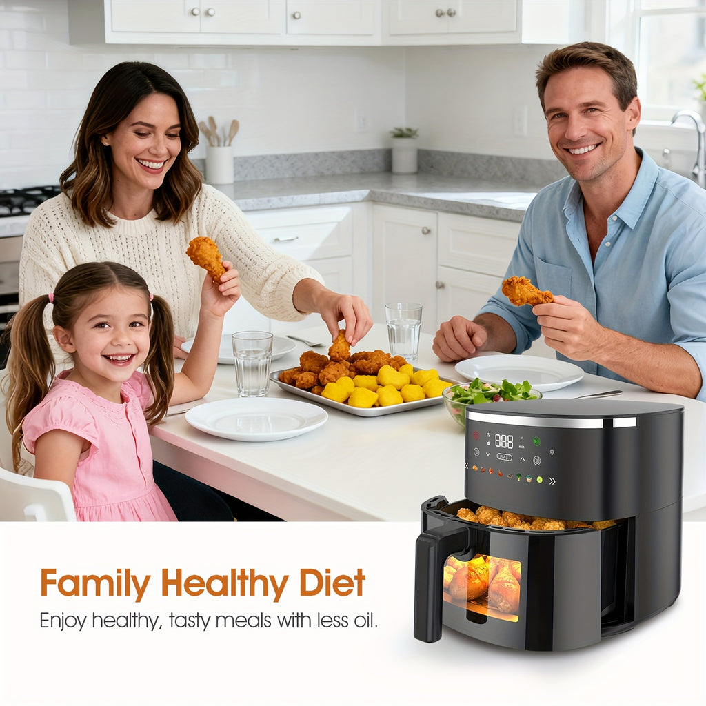 Digital Air Fryer with Viewing Window and Eight Presets, Adjustable Temperature and Timer, Listed 1550W Cooker with 6 QT Touch Air Fryer Option