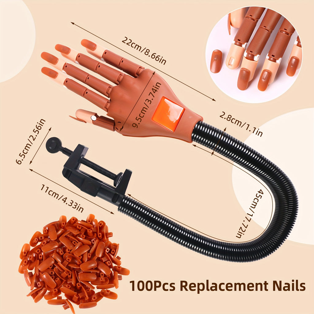 Flexible Nail Practice Hand for Acrylic Nail Training, Pink Hand Mold or Hand Model Set Options with Source-Listed Glue and Over-300g Weight Wording