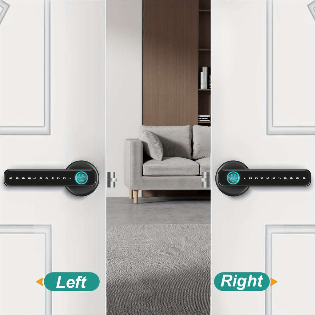 IC Card Fingerprint Door Lock in Black with Listed Password and Key Access, Aluminum Alloy Wording and 100-Fingerprint Capacity for Compatible Room Doors