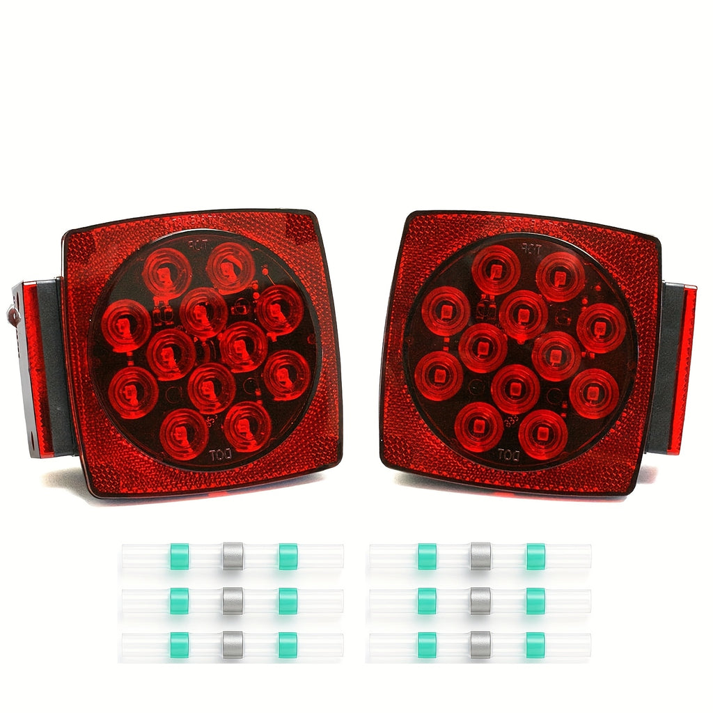 12V LED Trailer Lights with Square Stop, Tail and Turn Signal Lighting References, Light Pack Selections and Optional 29FT Trailer Wiring Kits