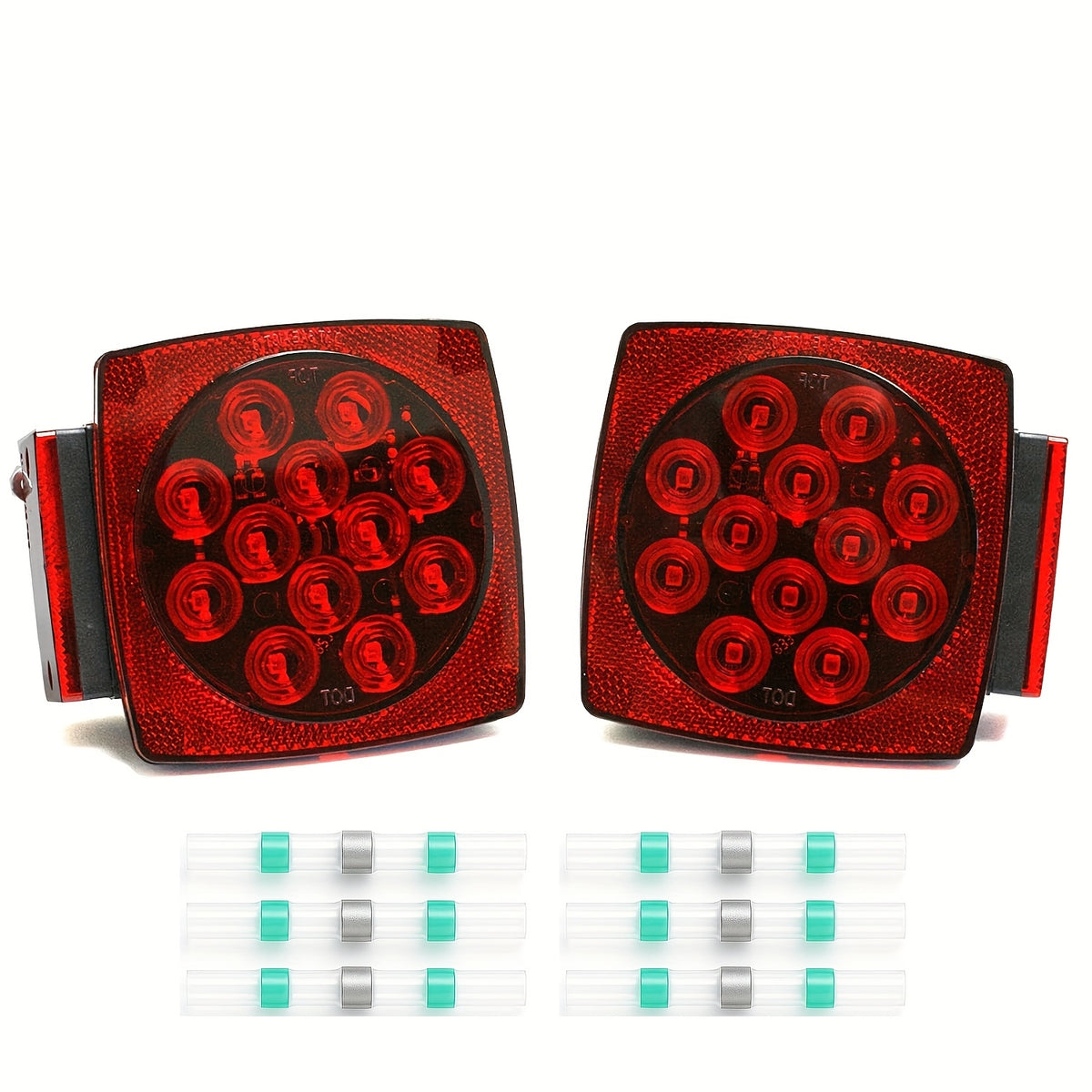 12V LED Trailer Lights with Square Stop, Tail and Turn Signal Lighting References, Light Pack Selections and Optional 29FT Trailer Wiring Kits