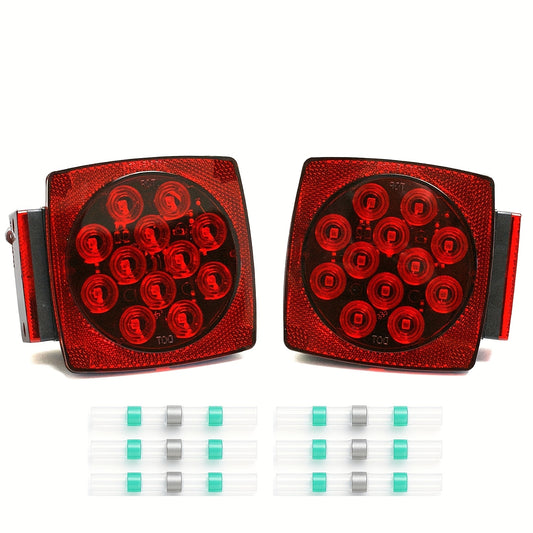 12V LED Trailer Lights with Square Stop, Tail and Turn Signal Lighting References, Light Pack Selections and Optional 29FT Trailer Wiring Kits