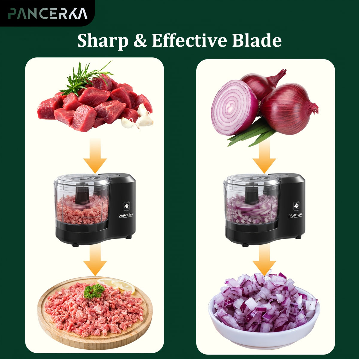 Electric Vegetable Chopper PANCERKA in Black with Listed Dicing, Mincing and Puree Functions, Kitchen Food Processor for Instruction-Approved Meal Preparation