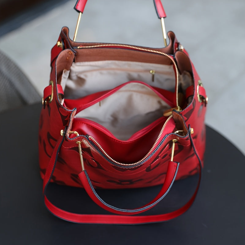 Flower Embossed Handbag, Classic Satchel Bag for Work and Everyday Outfits with Nine Color Options for Office Style and Casual Outings