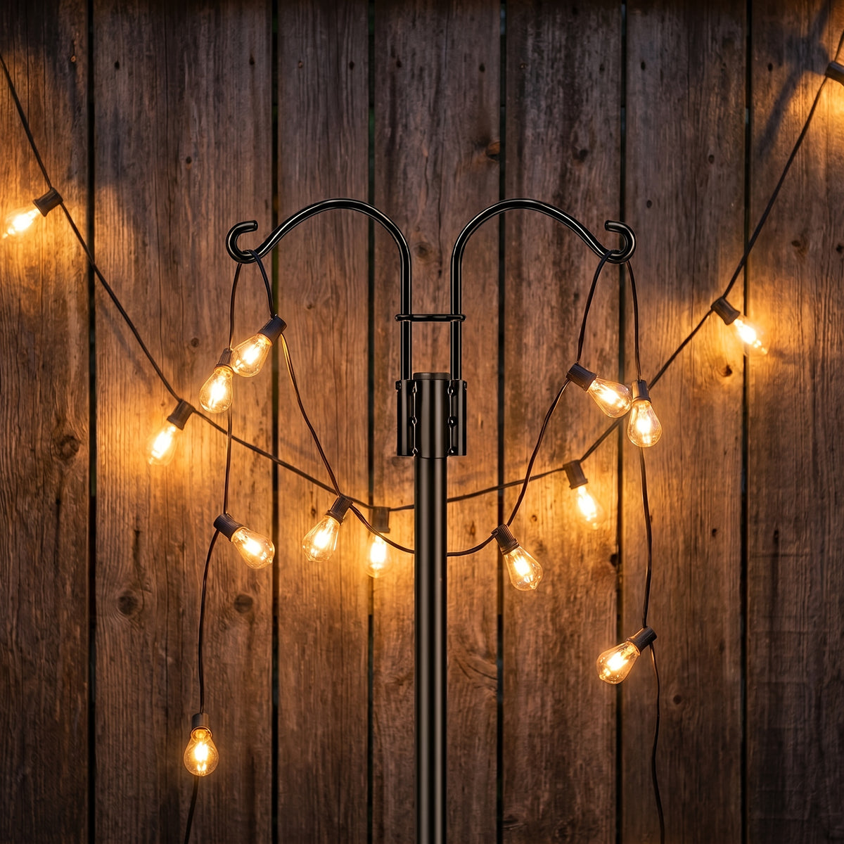 Double Shepherd Hooks for Garden, Listed Two-Piece 60-Inch Metal Pole Set with Five-Claw Bases and Adjustable Design for Bird Feeders, Hanging Baskets and Lanterns