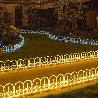 Outdoor Solar Fence Lights in Eight-Piece Packs, Warm Color, Multicolor or Red-Green Options with Listed Solar or USB Power for Patio and Holiday Decoration