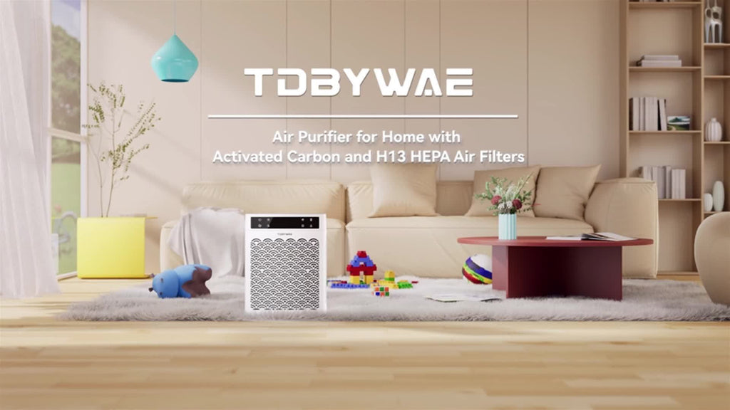 Dual Intake HEPA Air Purifier by TDBYWAE with Activated Carbon, Washable Pre-Filter, Air Quality Sensor, Sleep Mode and Aroma Pad for Home Bedrooms and Offices