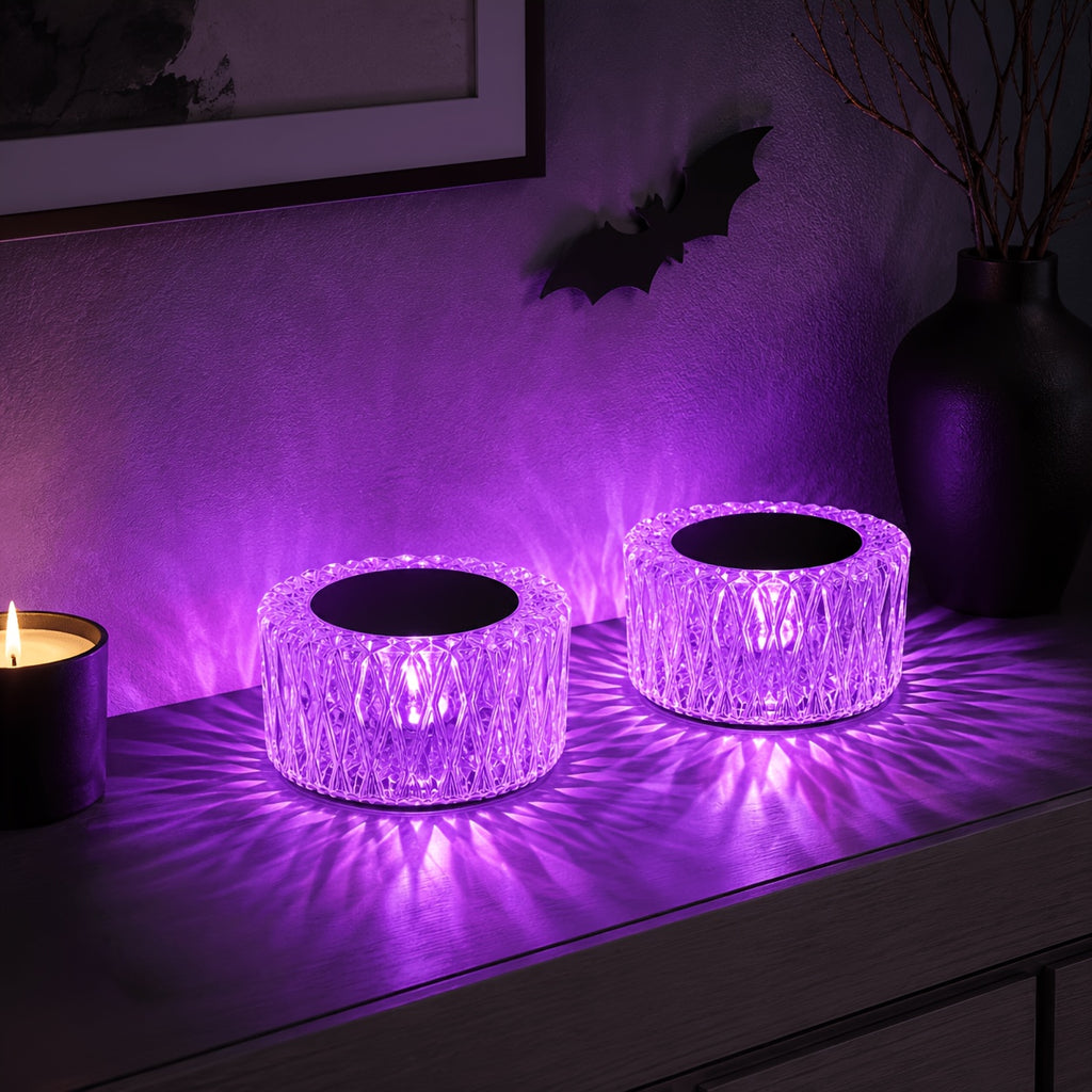 Color Changing Crystal Table Lamps, 2-Pack USB LED Bedside Lights with 16 Colors, Touch Control and 3 Brightness Levels for Bedroom & Party Decor