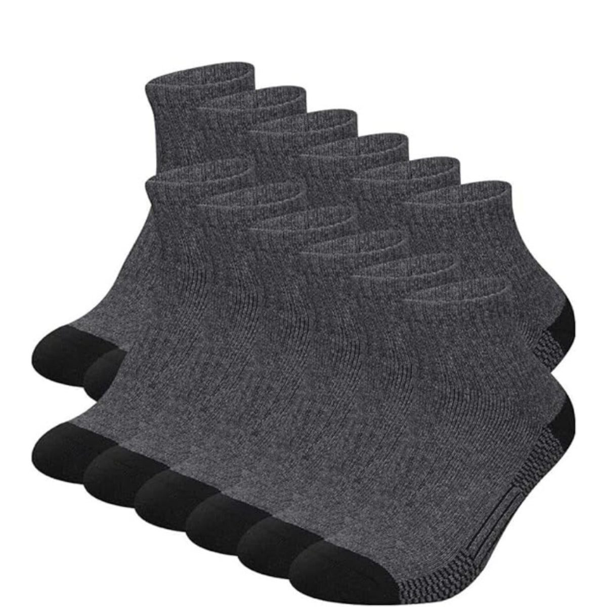 Men's Short Running Socks 12-Pair Multipack in Black or Black-and-White Options, One-Size Label for Sports, Walking and Everyday Athletic Shoe Outfits