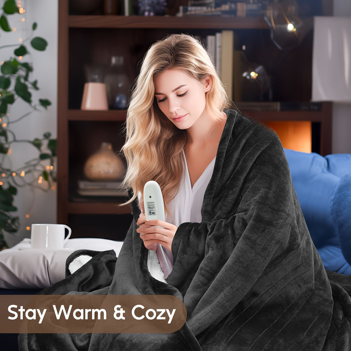 Flannel Sherpa Electric Blanket with 6 Heat Settings, Twin Full and Queen Size Options, Soft Double-Sided Heated Cover for Indoor Winter Comfort