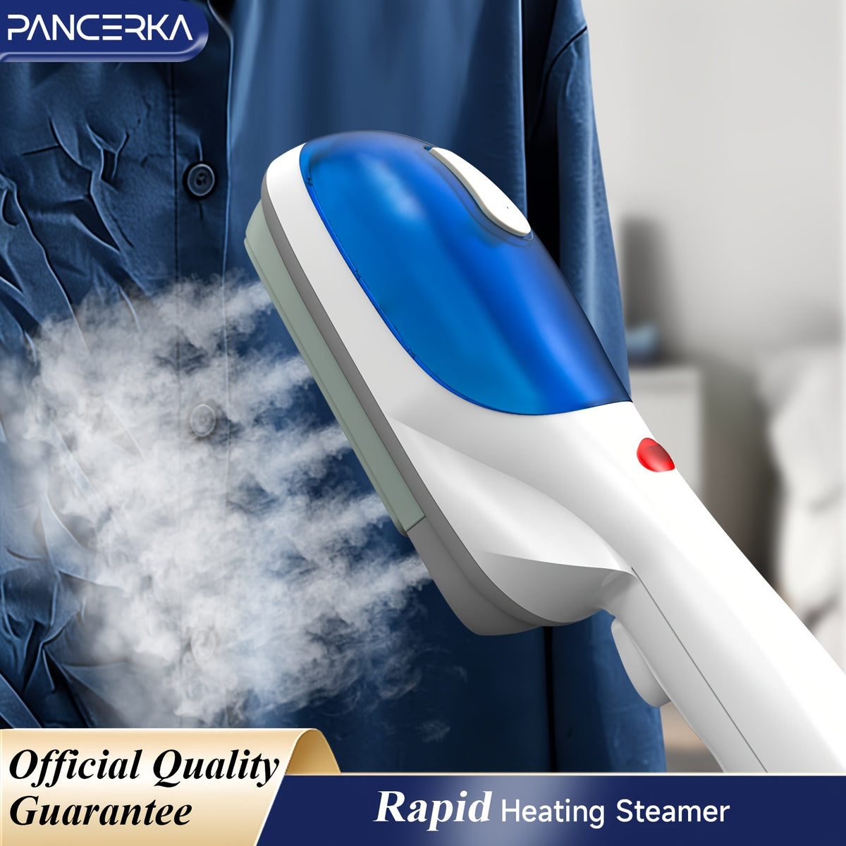 PANCERKA Portable Steam Iron for Clothes with Listed 25-Second Heat-Up, Horizontal and Vertical Steaming and Dry Ironing in Blue or Green