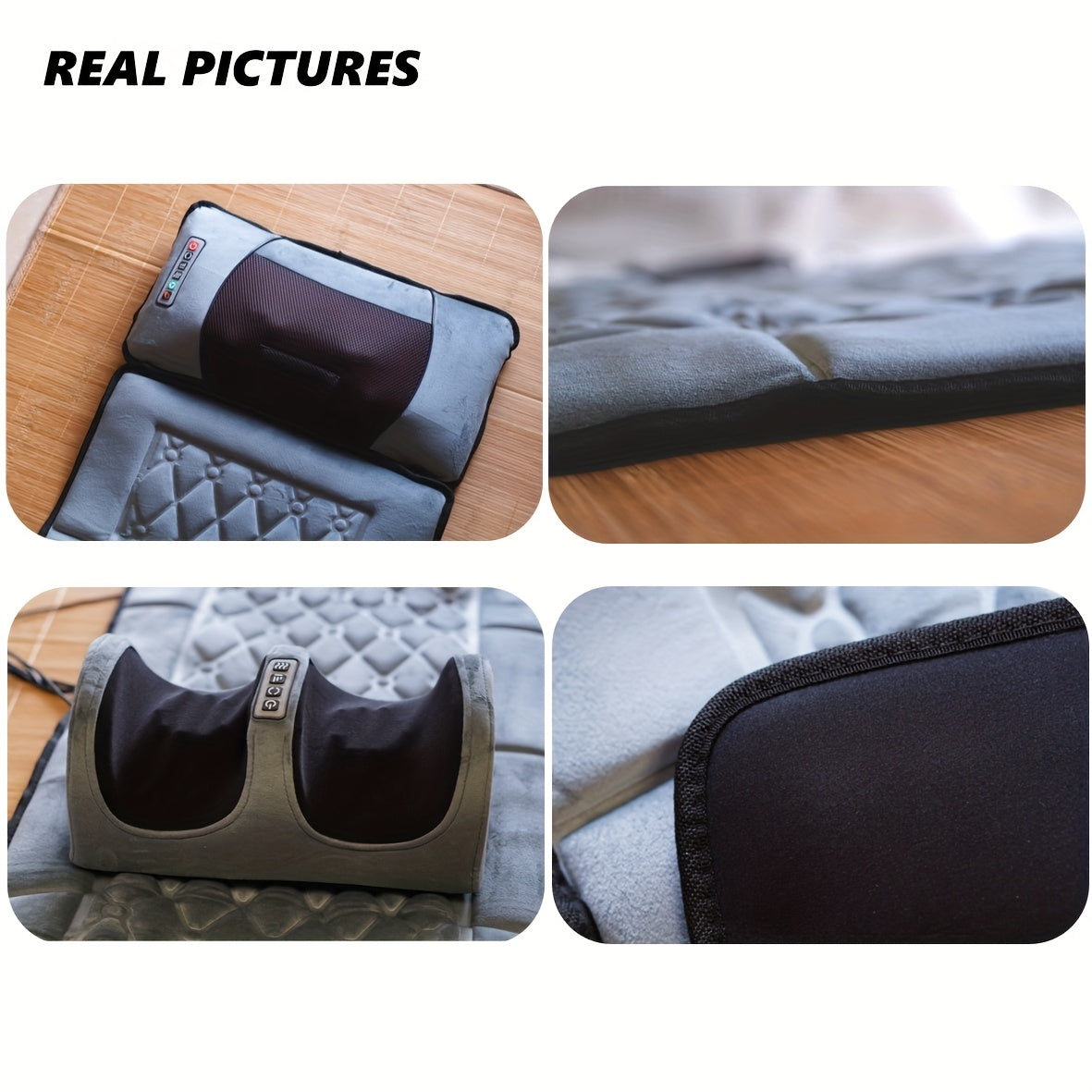 Full Body Massage Mat with Heat, 10-Zone Wave Vibration Pad and Kneading Pillow, Optional Foot and Calf Massager for Home Relaxation
