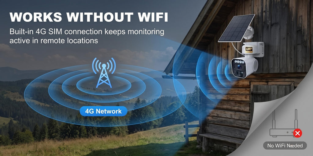 6MP 4G Solar Security Camera by PHANSATIM, Outdoor PTZ with Human Detection, Color Night Vision, Two-Way Audio and 5200mAh Battery, No WiFi Required