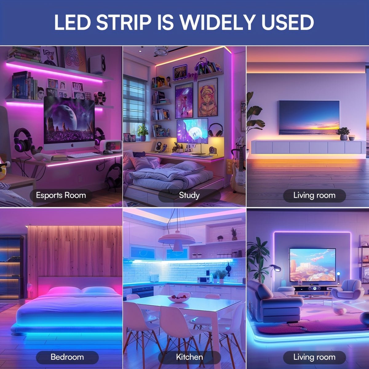 Color Changing Room LED Strip Lights, 200ft RGB with Listed 16 Million Colors, Music Sync, App and Remote Control, Timer for Party and Holiday Decor