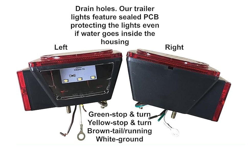 12V LED Trailer Lights with Square Stop, Tail and Turn Signal Lighting References, Light Pack Selections and Optional 29FT Trailer Wiring Kits