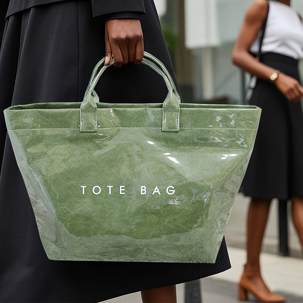 Double-Layer Tote Bag for Women with Classic Solid-Color Styling and Carry Handles, Everyday Handbag for Casual Outings in TT4, TT6 or TT1 Options