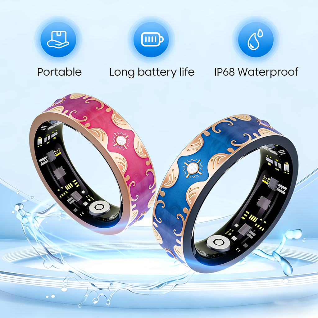 Photo Gesture Smart Ring for Women with Fitness and Sleep Tracking, Listed Strava Sync and iPhone Android Support, Five Colors in US Sizes 7–10