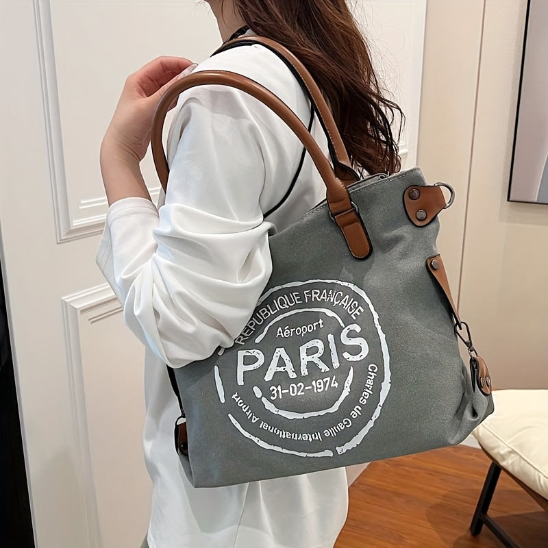 Tote Crossbody Shoulder Bag with Adjustable Strap, Brown with Black or Gray with Black Options for Everyday Errands, Commuting and Casual Outfit Styling