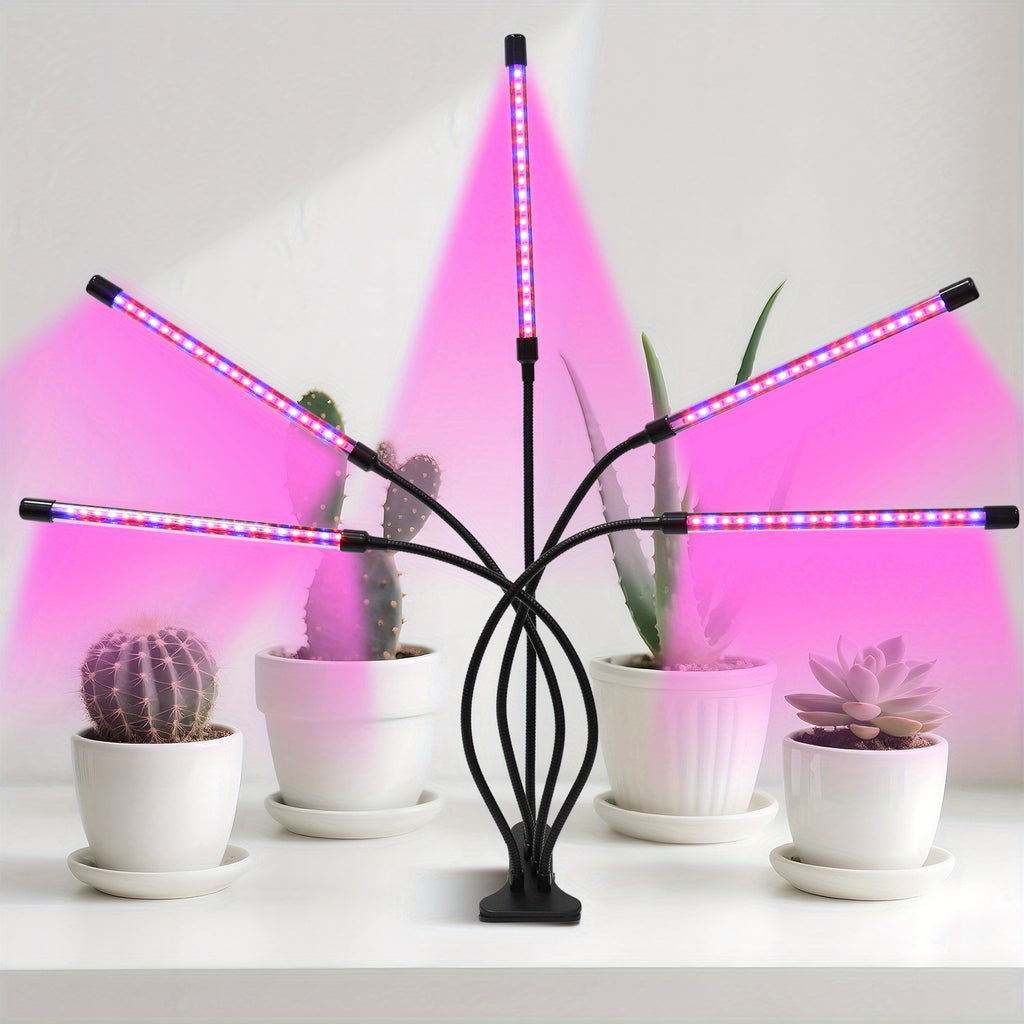 LED Plant Grow Lamp with 3, 9 or 12 Hour Timer, Adjustable Brightness and Swivel Tube, Clip or Floor Options with Multiple Lamp Heads for Indoor Gardening