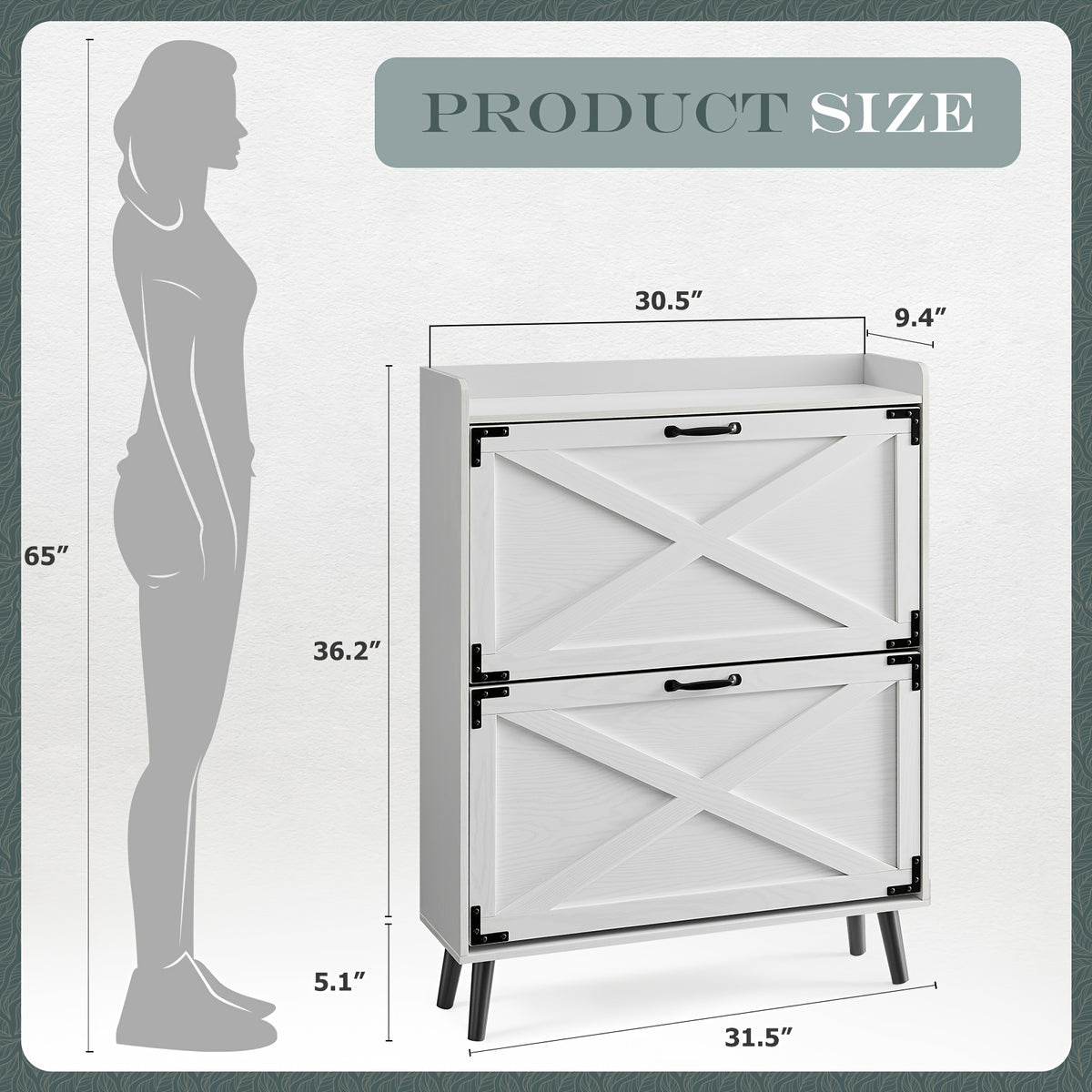Shoe Storage Cabinet for Entryway and Hallway Organization, Black Upgrade or White Two, Three and Four-Door Options with Listed Flip-Drawer Storage Features
