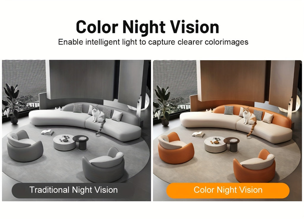 App-Controlled Indoor Security Cameras with 2.4GHz WiFi, Full-Color Night Vision and Two-Way Audio, Four-Pack or Two-Pack 3MP Human-Detection Options