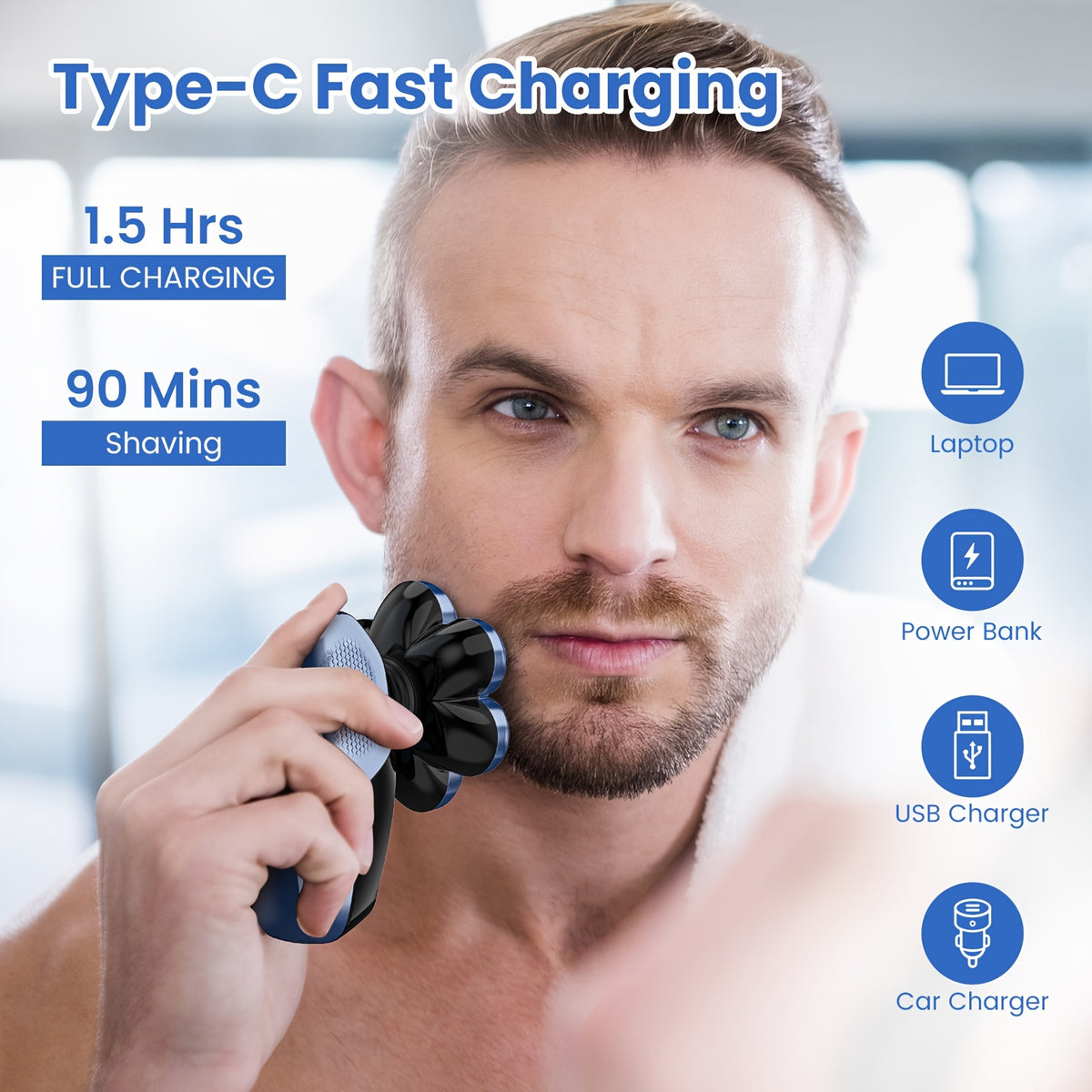 Sejoy Electric Head Shaver for Bald Men, 5-in-1 Rotary Grooming Kit with 7D Floating Heads, LED Display and 3 Speeds, Rechargeable Skull Shaver for Daily Shaving at Home, Perfect Gift for Men