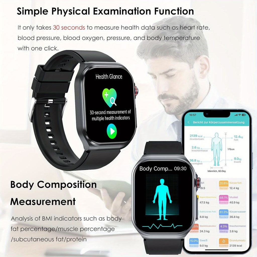 AMOLED Calling Smartwatch for Men and Women, 2.04-Inch Display, 530mAh Battery, NFC and Multi-Sport Modes with Magnetic Charging for iOS Android