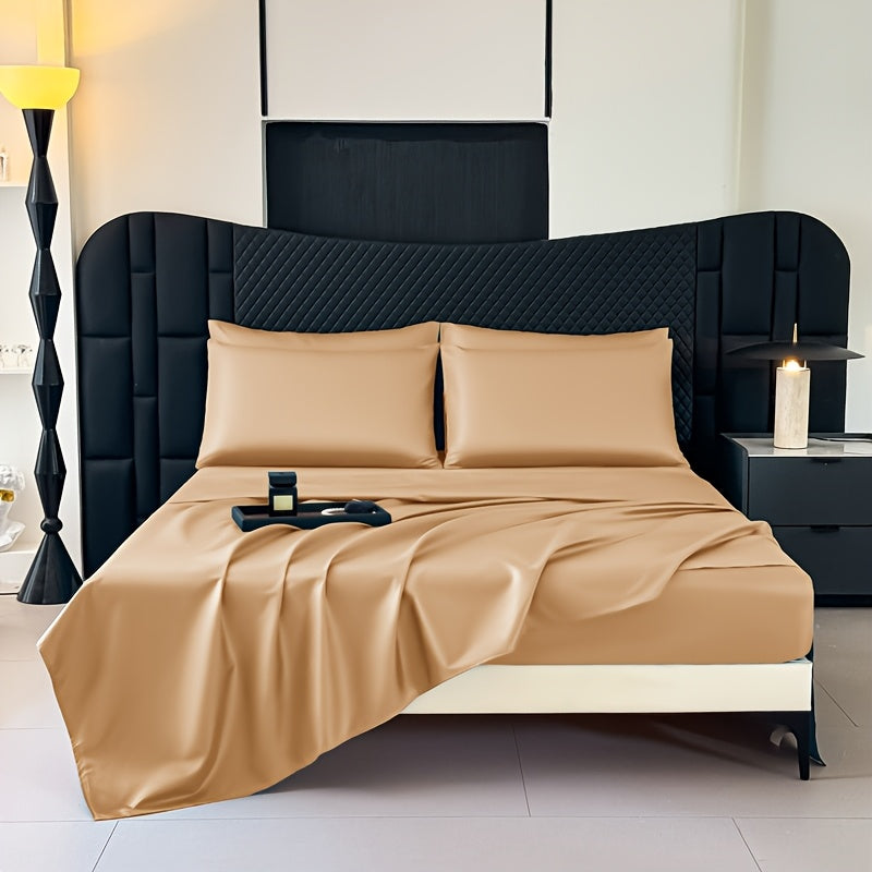 Colorful Dot Bedding Set, 4-Piece Silky-Feel Collection with One Fitted Sheet, One Additional Sheet and Two Pillowcases for Bedrooms and Guest Rooms