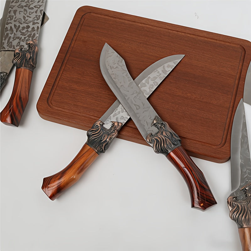 7-Piece Stainless Steel Kitchen Knife Set with Listed Replaceable Blades and Handcrafted Design for Home Cooking, Ingredient Prep and Kitchen Gift Ideas