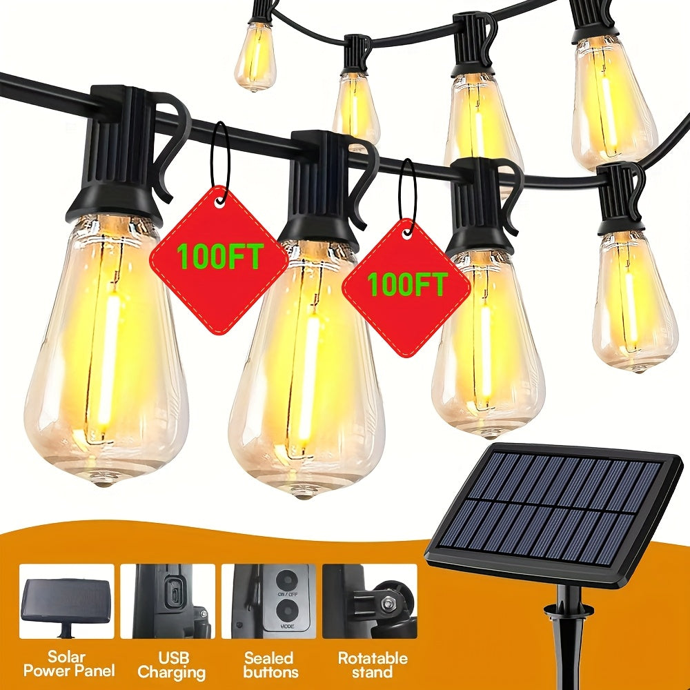 100ft/50ft Waterproof LED String Lights with Shatterproof ST38, Dimmable Outdoor Lights Suitable for Yard, Pool, Camping, Wedding & Garden Decor, 4 Mode Flash/Breath Modes, -Controlled Pole-Mountable