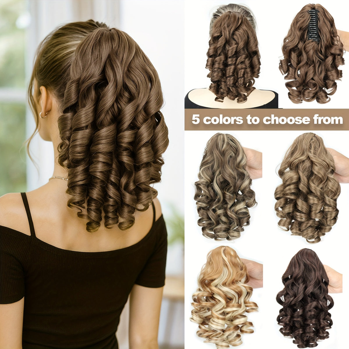 Curly Wave Clip-In Ponytail Extension by MERISIHAIR, 14-Inch Synthetic Hairpiece with No-Glue Attachment for Daily Styling, Parties and Weddings