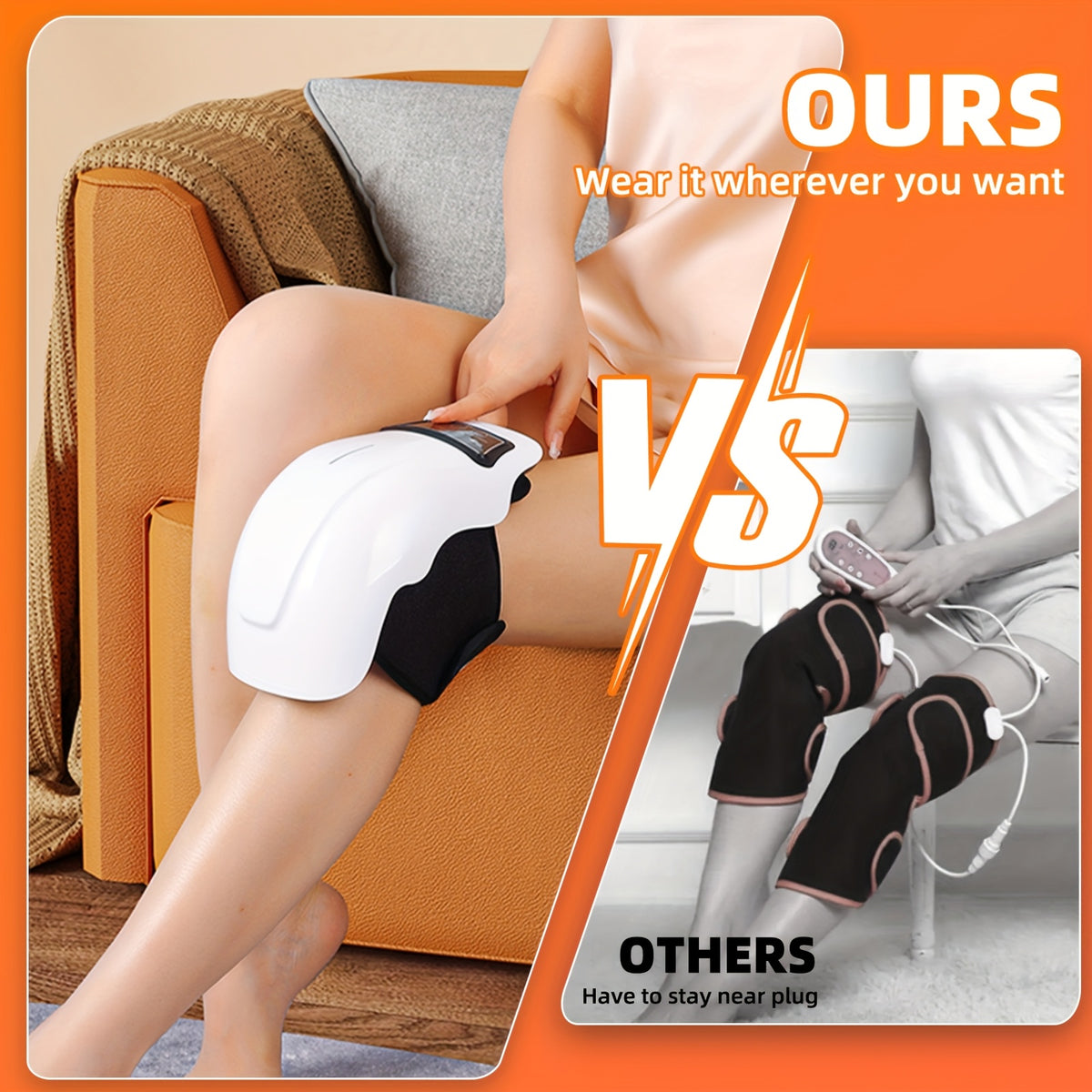 Knee Massager with Heat, MASSTECK Cordless HX01-WHITE with 9 Heating Modes, 9 Vibration Speeds and Adjustable Straps for Adult Personal Comfort