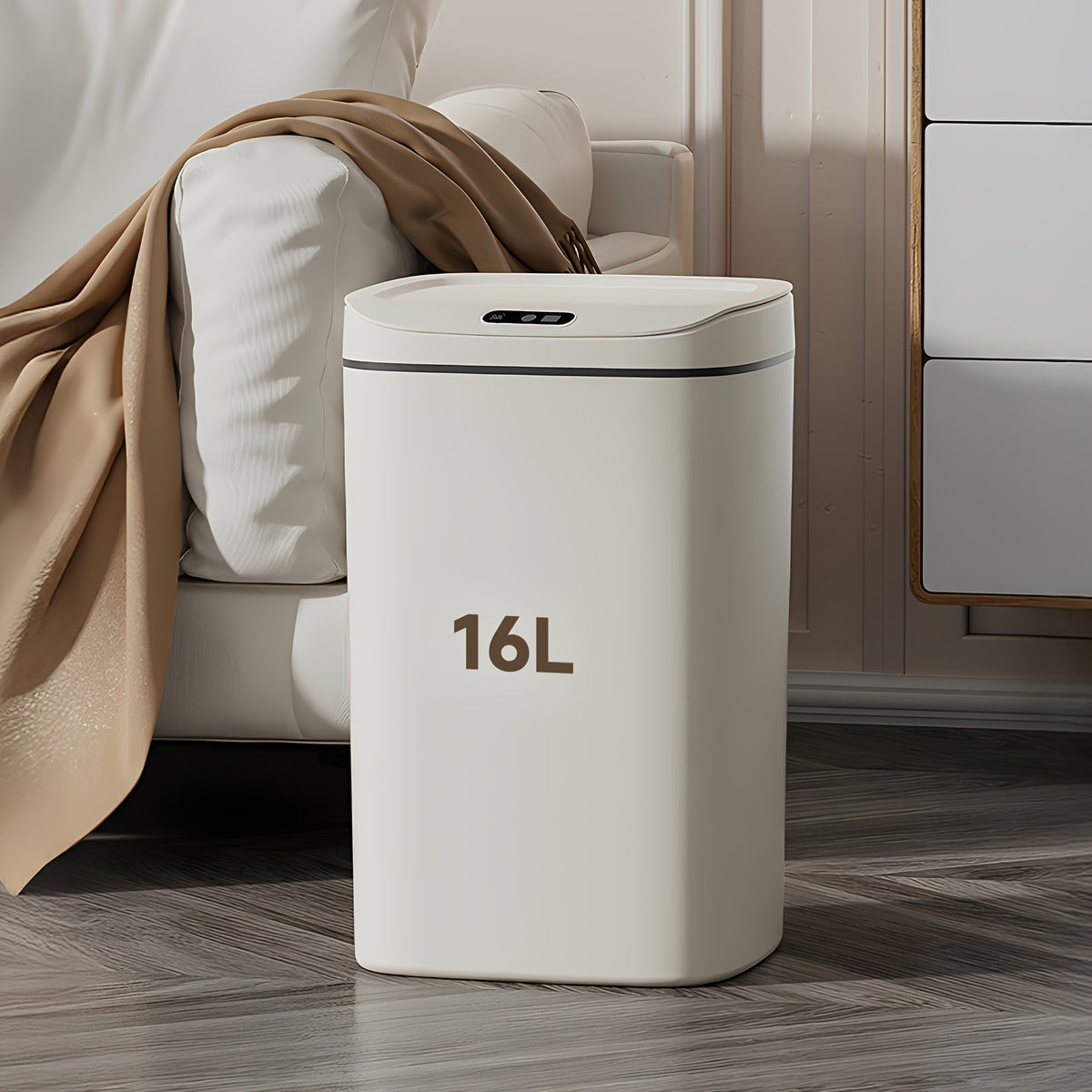 Touchless Plastic Trash Can with Motion Sensor Lid, 3.17 or 4.23-Gallon Capacity Options and Selected Bag Rings or Holders for Kitchen, Bathroom and Office