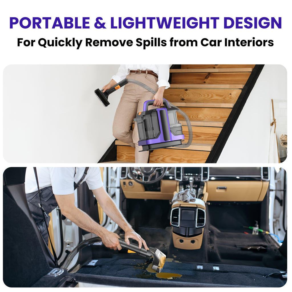 INSE Carpet Spot Cleaner with Listed 46kPa Suction, 36.52oz Clean and 27.05oz Waste Tanks, Spray and Dual Brushes for Upholstery, Stairs and Car Seats