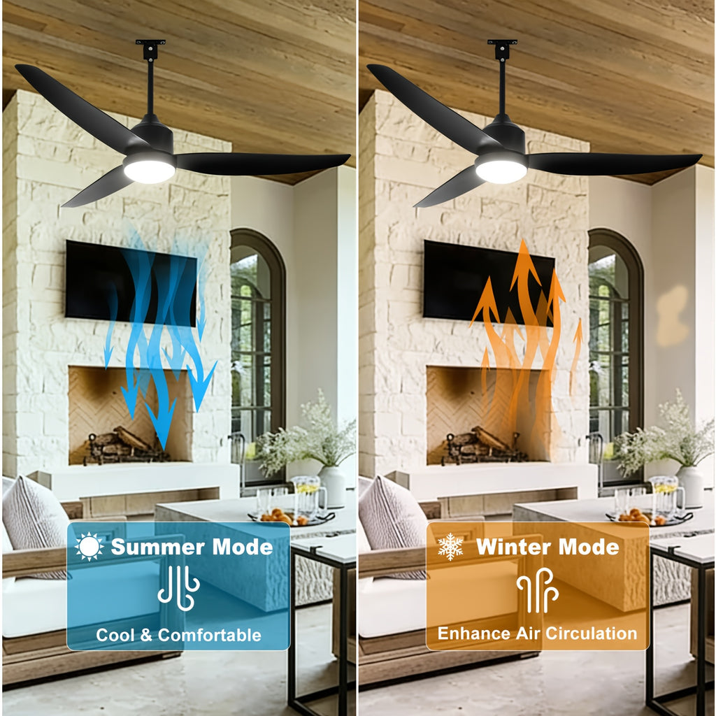 Outdoor Ceiling Fan with Light by Depuley, 42 or 52 Inch Three-Blade Plug-In Design with Six Speeds, Dimming, Remote and App Control in Four Color Options