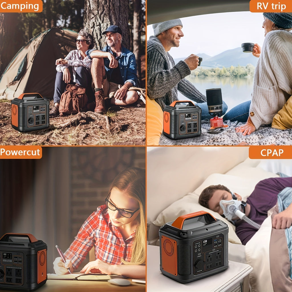 Portable Power Station 300W by SBAOH with Listed 296Wh Lithium-Ion Battery, 100W PD and Digital Display in Orange or Blue with Optional Solar Panel Package